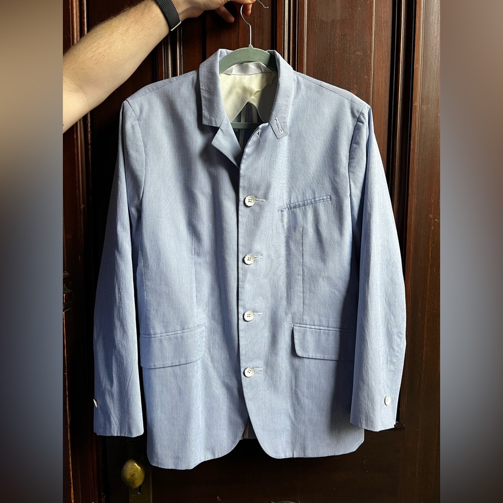 Unworn Rag & Bone Prospect Blazer light blue and white Bengal stripe (size 38)